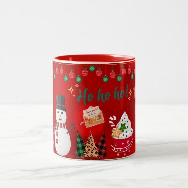ho ho ho, snömannen God Jul-mugg Två-Tonad Mugg (Center)