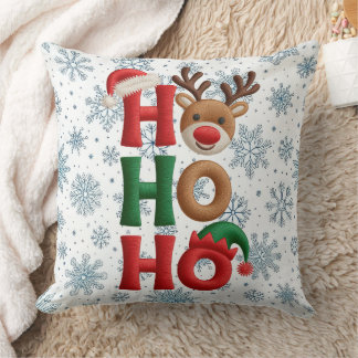 Ho Ho Ho Snowflakes Throw Pillow Kudde