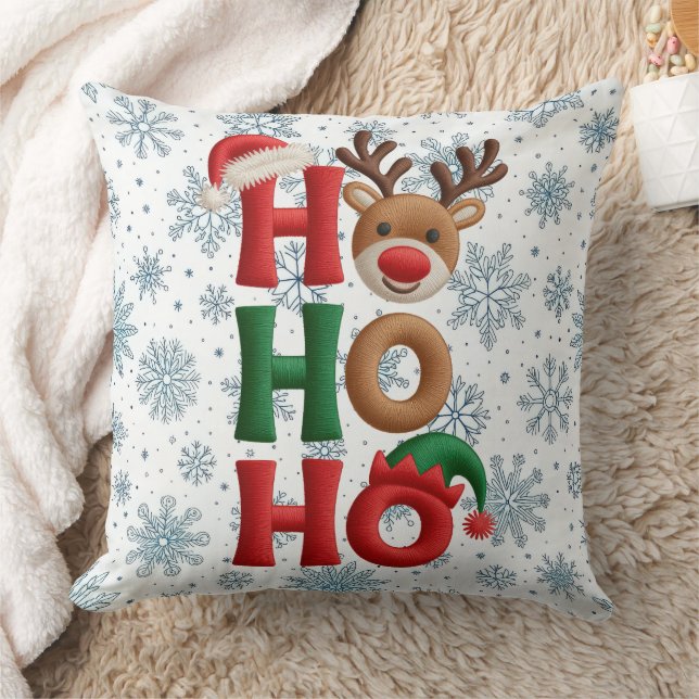 Ho Ho Ho Snowflakes Throw Pillow Kudde (Filt)