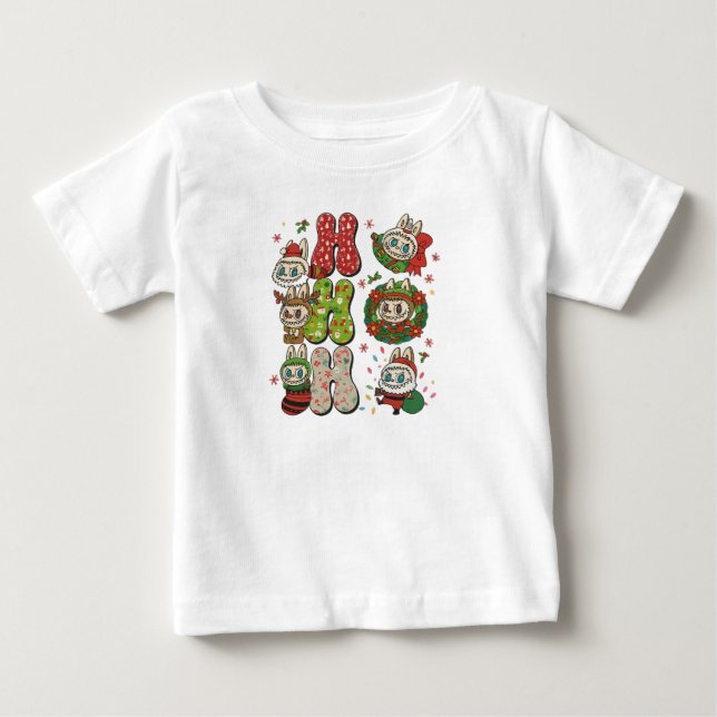 Ho Ho Ho Söt Jul Monster Karaktärer Tee (Framsida)