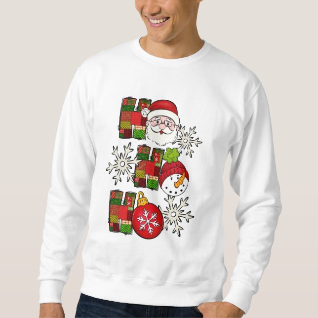 Ho Ho Ho Söt Julskjorta  Lång Ärmad Tröja (Framsida)