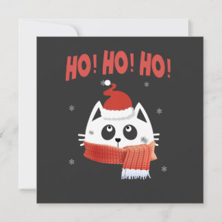 Ho Ho Ho Söt Katt Jul Tomte Hatt Ho Cubed Matchand Inbjudningar