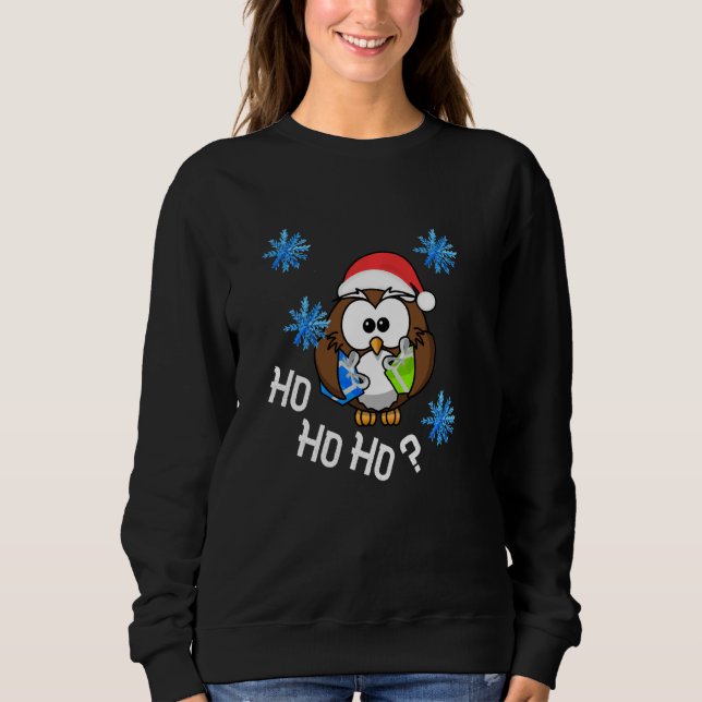 HO HO HO Söt Uggla-christmas-svettare stil design  T Shirt (Framsida)