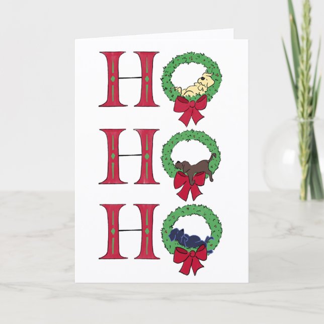 Ho Ho Ho Söt Valpkrans Helgkort (Framsida)