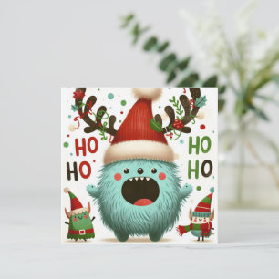 HO HO HO söta ludna tomte alver Julkort