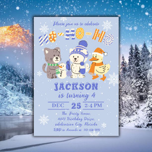 Ho Ho Ho söta vinterdjur jul födelsedag Inbjudningar