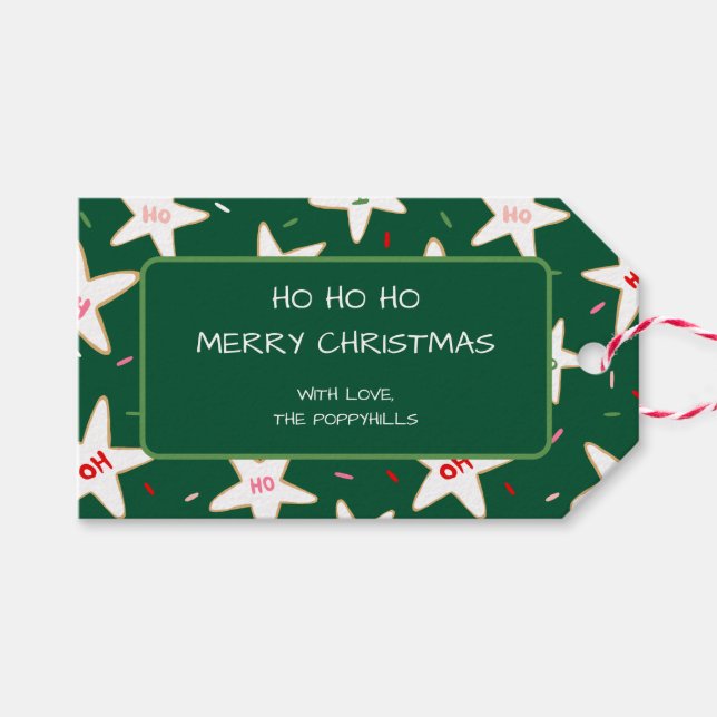 Ho Ho Ho Star Cookie Christmas Presentetikett (Framsidan (Horizontal))