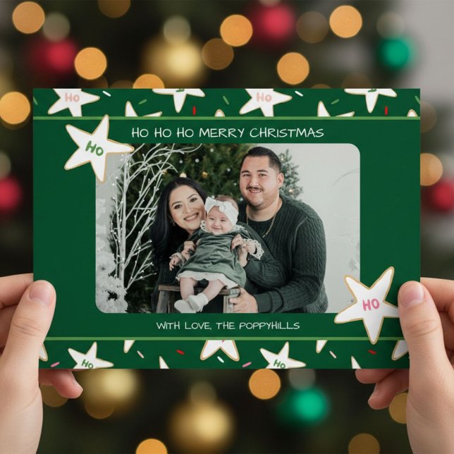 Ho Ho Ho Stjärnkakor Foto Jul Julkort (Skapare uppladdad)