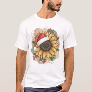 Ho Ho Ho Sunflower Santa T Shirt