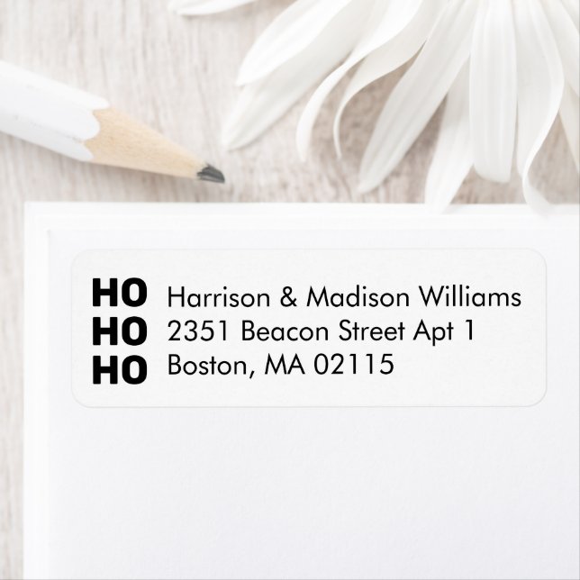 Ho Ho Ho svartvit Returadress jul Etikett (Insitu)