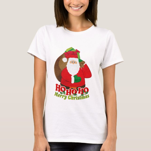 Ho Ho Ho t-skjorta för god julsanta damer Tee Shirt (Framsida)