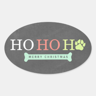 Ho Ho Ho Tass Paw Skriv ut jul - flera Ovalt Klistermärke