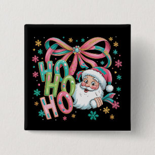 Ho Ho Ho Tomte Coquette Bow Retro Jul Festiv Knapp