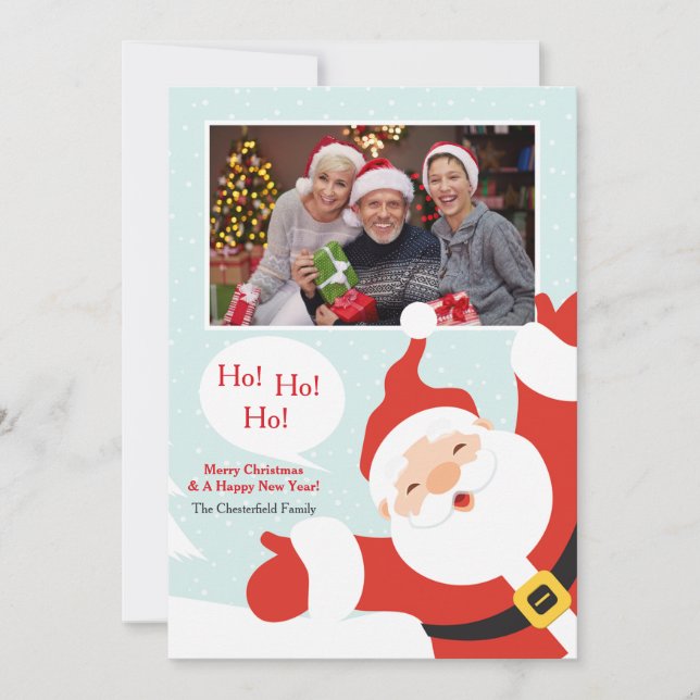 Ho Ho Ho Tomte Foto Julkort (Framsida)