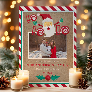Ho Ho Ho Tomte Jul Pepparmynta Foto Julkort