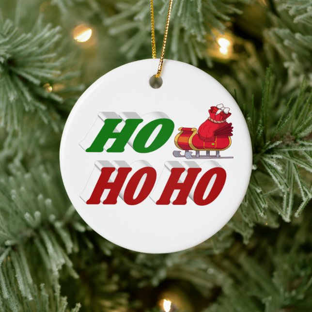Ho Ho Ho Tomte Släd Jul typografi Julgransprydnad Keramik (Träd)
