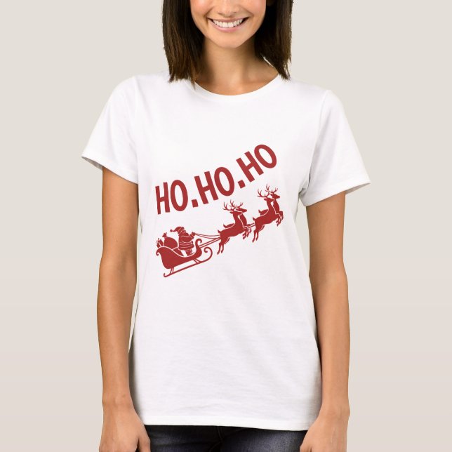 Ho Ho Ho Tomte slädfärd jul T Shirt (Framsida)