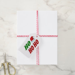 Ho Ho Ho Tomtehatt Jul röd grön typografi Presentetikett