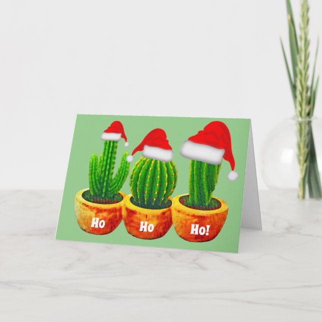 Ho Ho Ho Tre Cactus julhälsningskort Kort (Framsida)