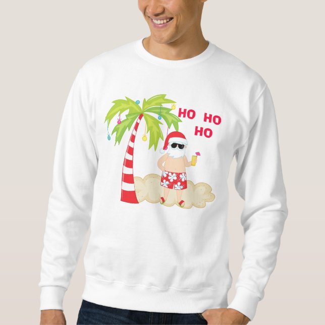 HO HO HO Tropical Santa Sweatshirt (Framsida)