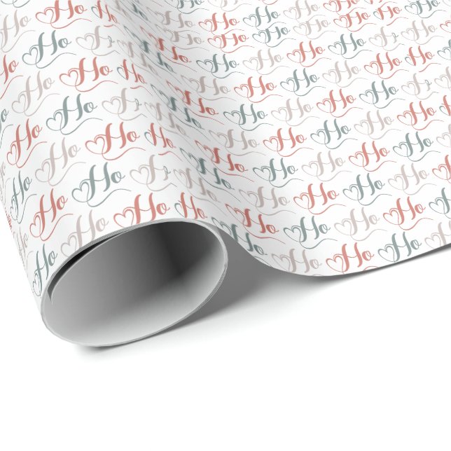 Ho Ho Ho typografi mönster Presentpapper (Rullad Hörn)