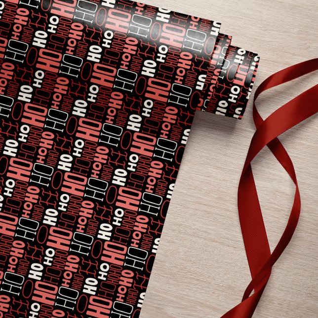 Ho Ho Ho Typography jul Black Presentpapper (Skapare uppladdad)