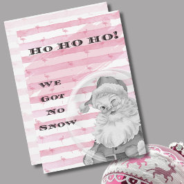 Ho Ho Ho Vi Har No Snö Flamingo Vintage Santa Julkort