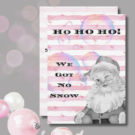 Ho Ho Ho Vi Har No Snö Flamingos & Vintage Santa Julkort