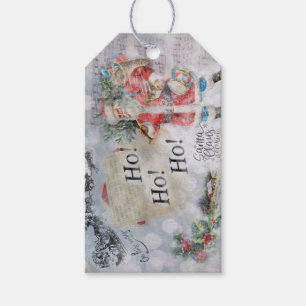 "Ho Ho Ho" Vintage Santa Gift Märkre Presentetikett