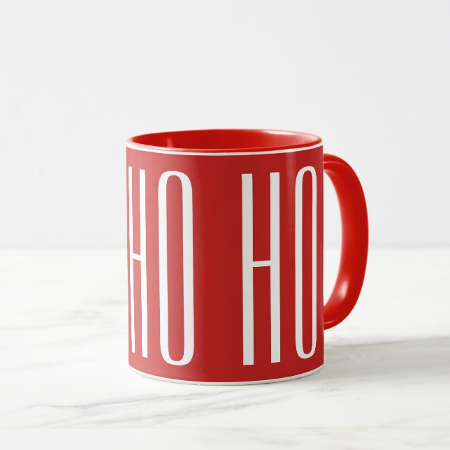HO HO HO - vit på rött Mugg (Framsida höger)