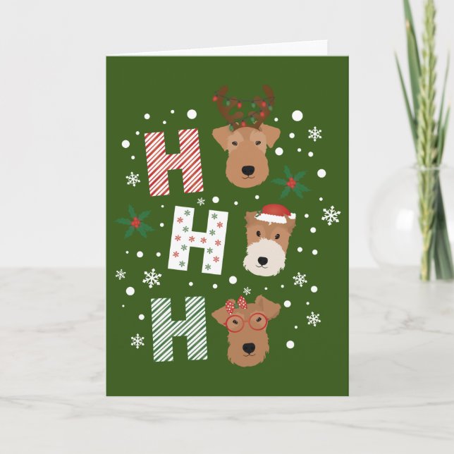 Ho Ho Ho Welsh Terrier God jul Helgkort (Framsida)