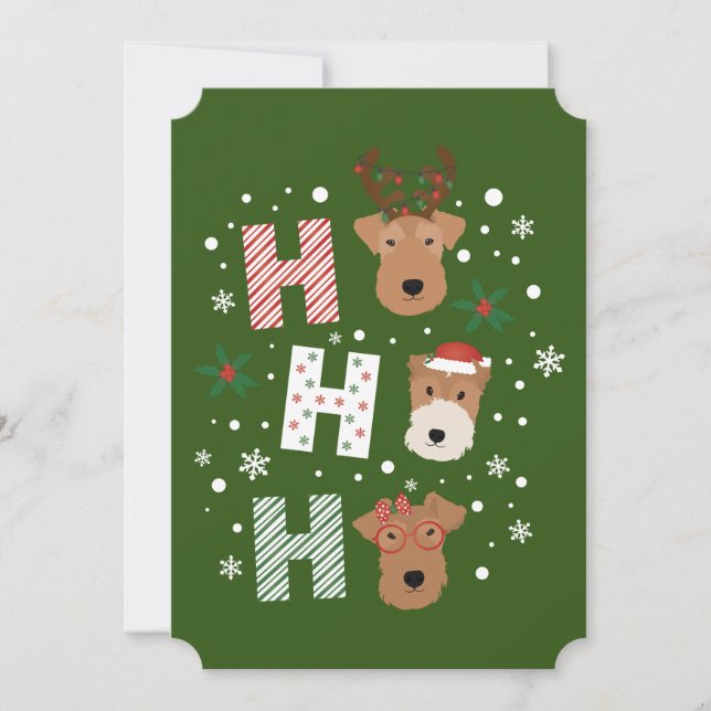 Ho Ho Ho Welsh Terrier God jul Inbjudningar (Framsida)