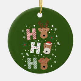 Ho Ho Ho Welsh Terrier God jul Julgransprydnad Keramik