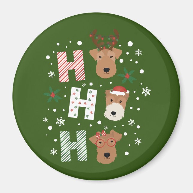 Ho Ho Ho Welsh Terrier God jul Magnet (Framsidan)