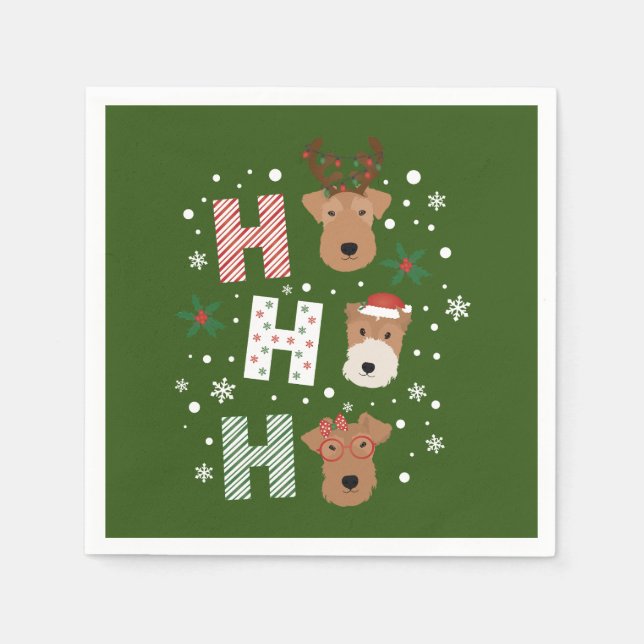 Ho Ho Ho Welsh Terrier God jul Pappersservett (Framsidan)