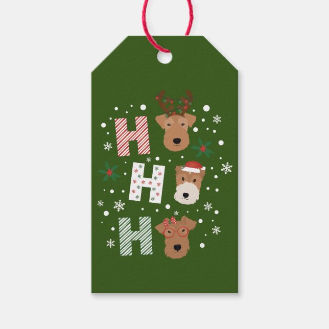 Ho Ho Ho Welsh Terrier God jul Presentetikett (Framsidan)
