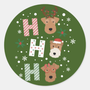 Ho Ho Ho Welsh Terrier God jul Runt Klistermärke