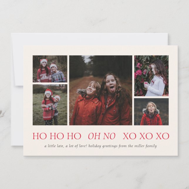 HO HO HO XO XO Belet Helgdag Photo Card Julkort (Framsida)