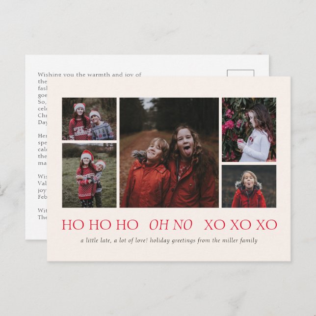 HO HO HO XO XO Belet Helgdag Postcard Helg Vykort (Fram/baksida)