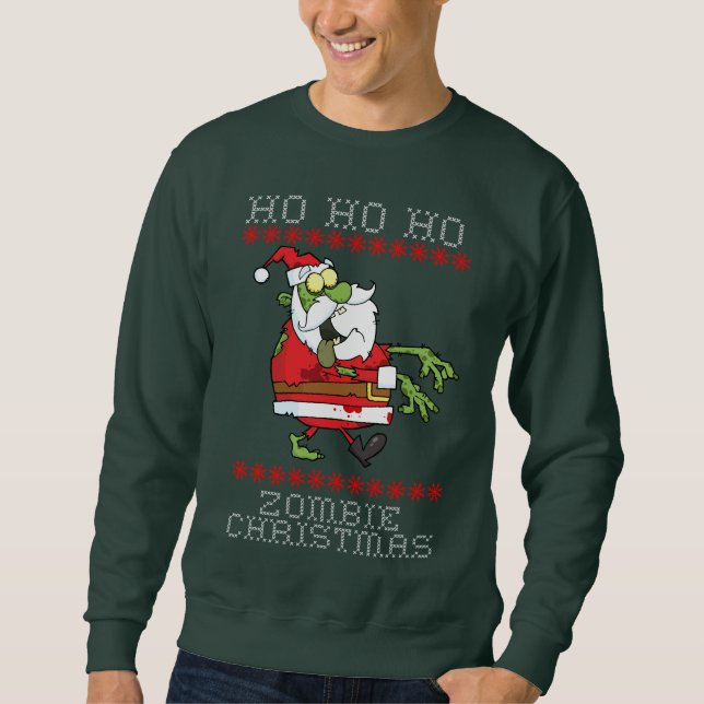 Ho Ho Ho Zombie Jul Ugly Sweater Sweatshirt (Framsida)