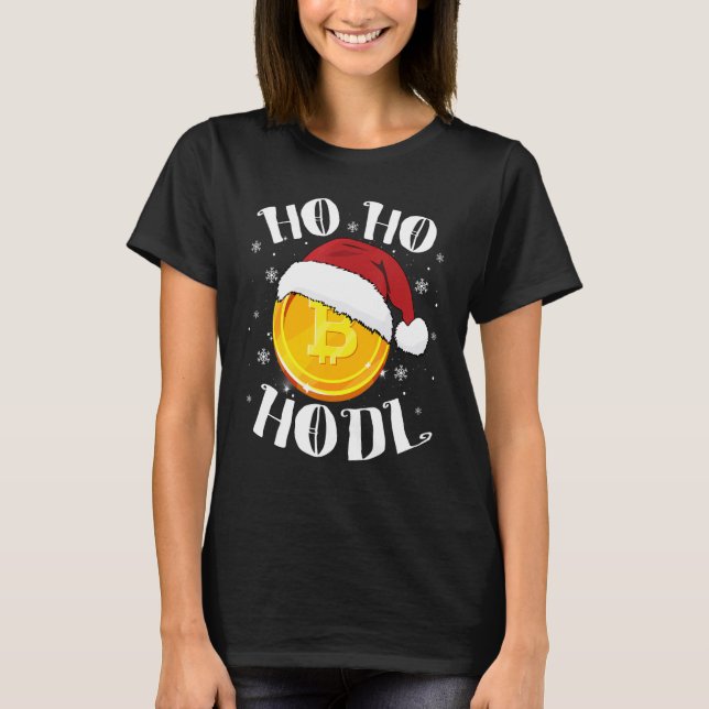 Ho Ho Hodl Crypto Bitcoin Santa Hat Cryptocurrency T Shirt (Framsida)