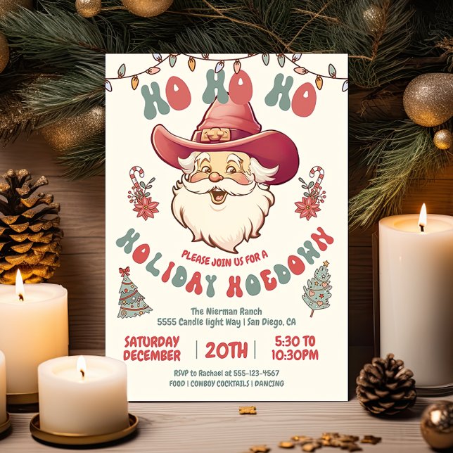 Ho Ho Hoedown Cowboy Santa Helgdag jul Party Inbjudningar (Skapare uppladdad)