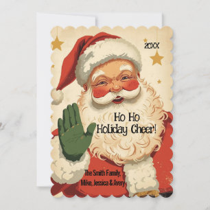 Ho Ho Högtidlig Glädje Retro Tomte Julkort