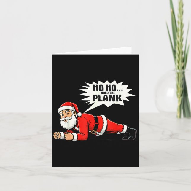 Ho Ho Hold The Plank Christmas Santa Workout Funny Kort (Framsida)