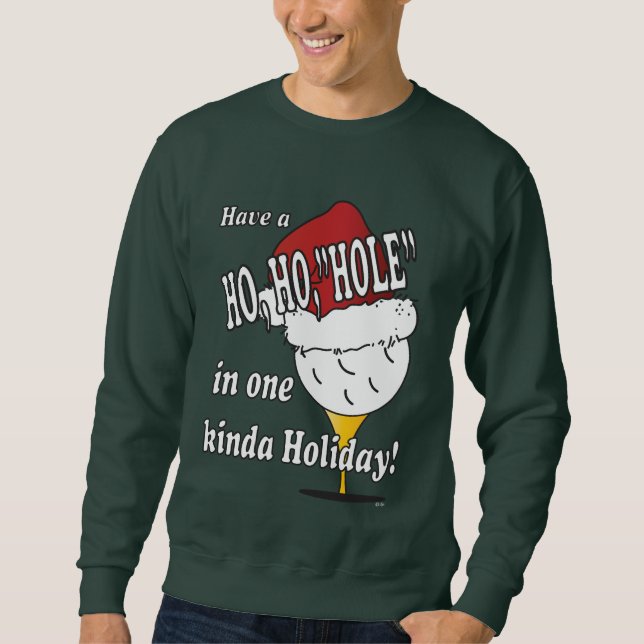 Ho Ho hole in onejulgolfboll Lång Ärmad Tröja (Framsida)