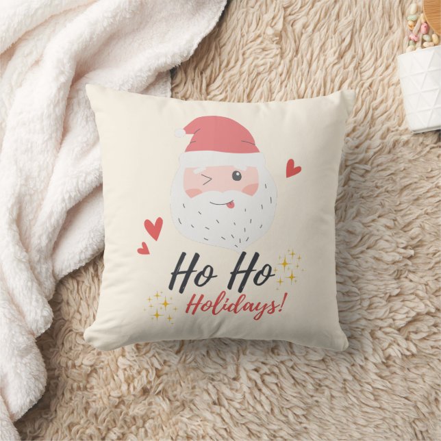 Ho Ho Holidays Santa Face Kudde (Filt)
