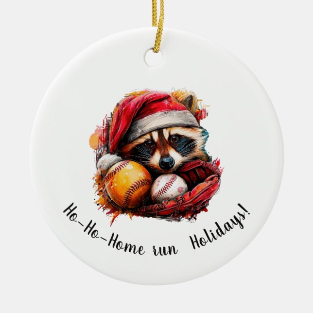 Ho-Ho-Home Run Baseball Christmas Ornament — Perso (Framsidan)