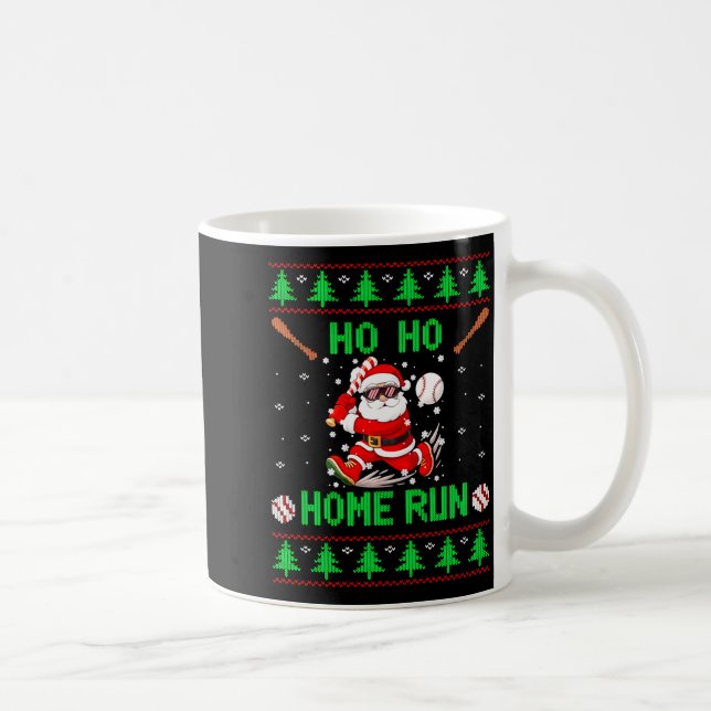 Ho Ho Home Run Baseball Christmas Santa Ugly Xmas  Kaffemugg (Höger)