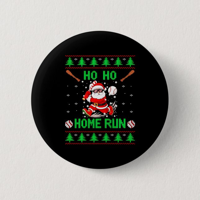 Ho Ho Home Run Baseball Christmas Santa Ugly Xmas  Knapp (Framsida)