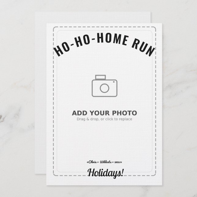 Ho-Ho-Home Run Raccoon Holiday Card (White Back)  Inbjudningar (Fram/baksida)